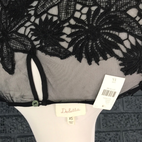 NWT GORGEOUS Deletta Blouse baby/black lace Sz XS - Picture 3 of 3